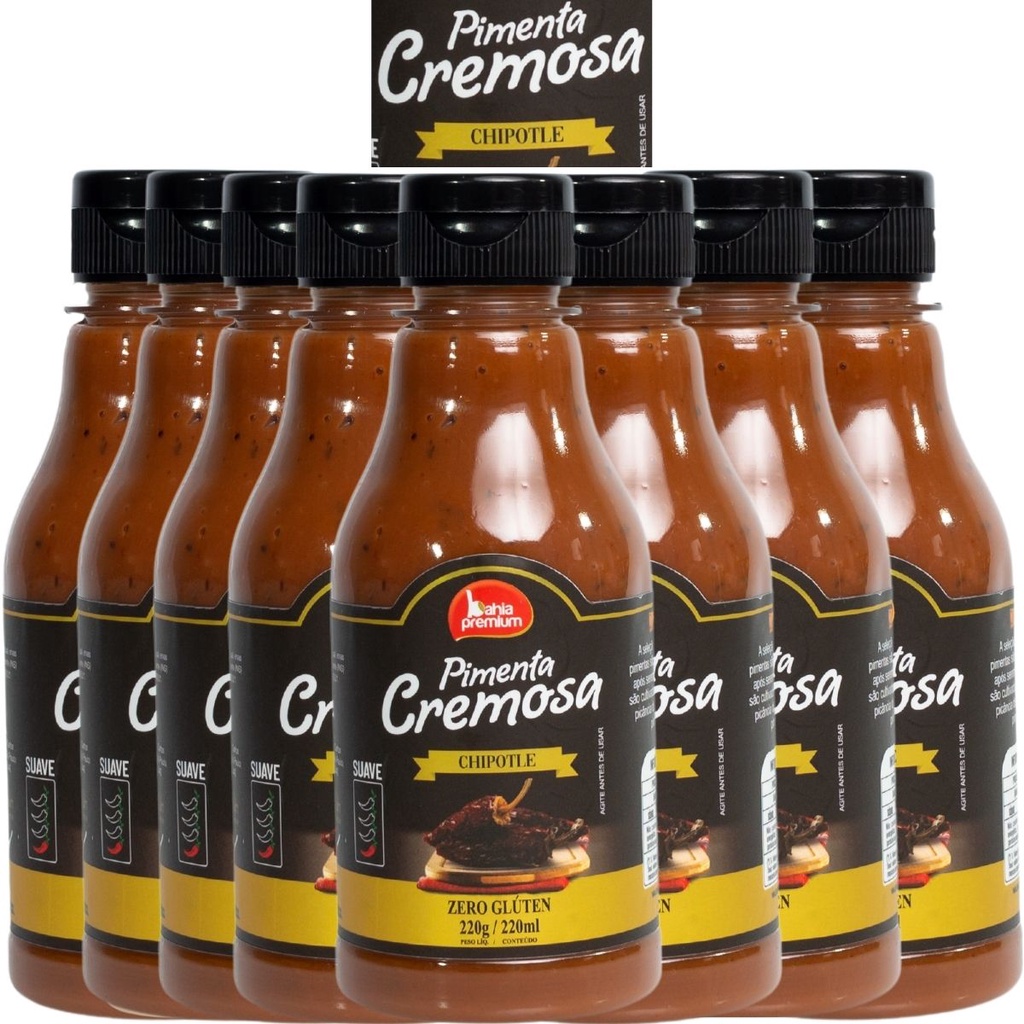 Pimenta Chipotle Molho Cremoso Ardência Suave Churrasco 200ml Bahia Premium 8Unid