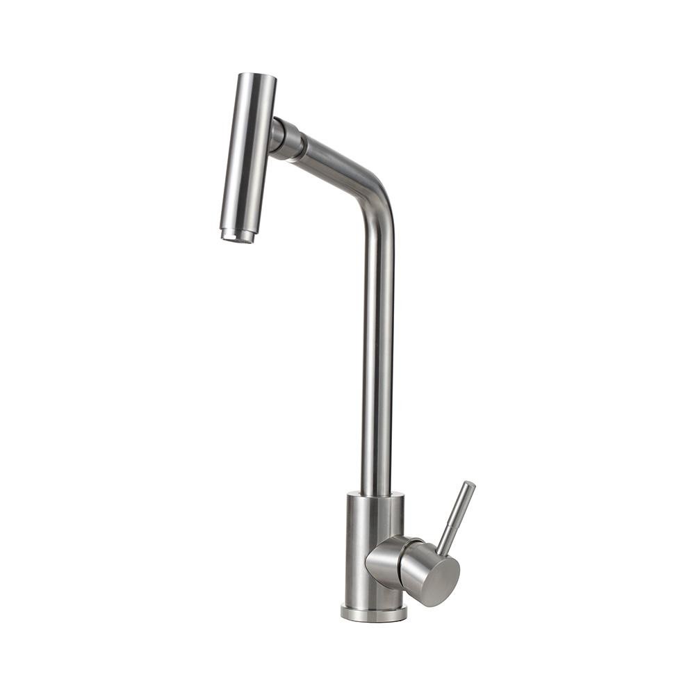 Torneira Para Cozinha Gourmet Misturador Monocomando Utinga Pingoo - Prata Escovado