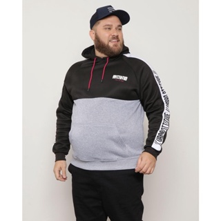 Blusão Moletom Plus Size Masculina Com Bolso Canguru Preto