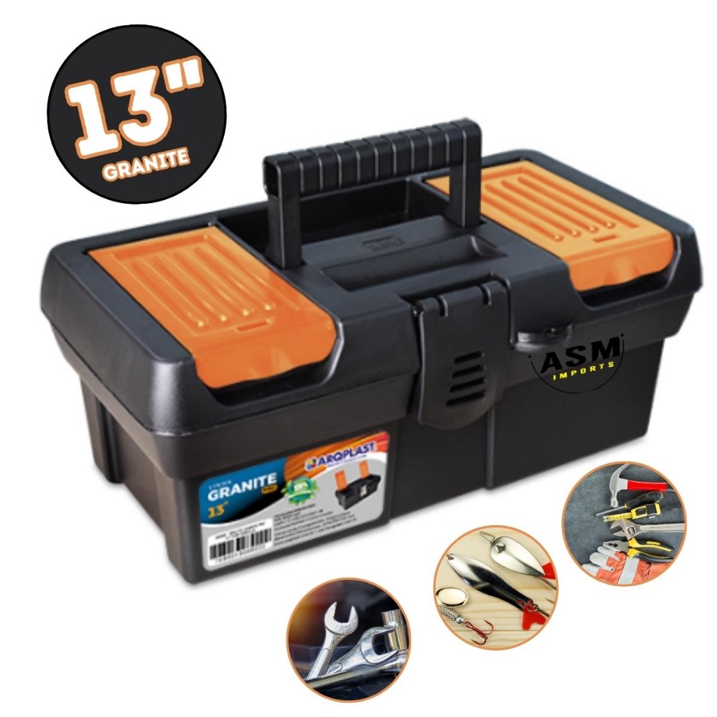 Maleta Organizadora Arqplast 13'' Modelos com Trava de Metal e Plastico Granite P Ferramentas e Outros