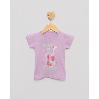 Blusa Bebê Manga Curta Estampa Juice com Glitter Lilás