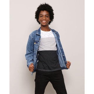 Jaqueta Juvenil Jeans Bolso Azul