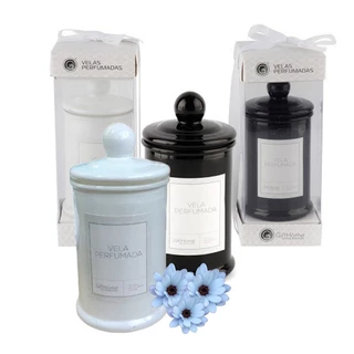 Vela Aromática Ambiente Perfumada Suporte Bebê Metal Preto