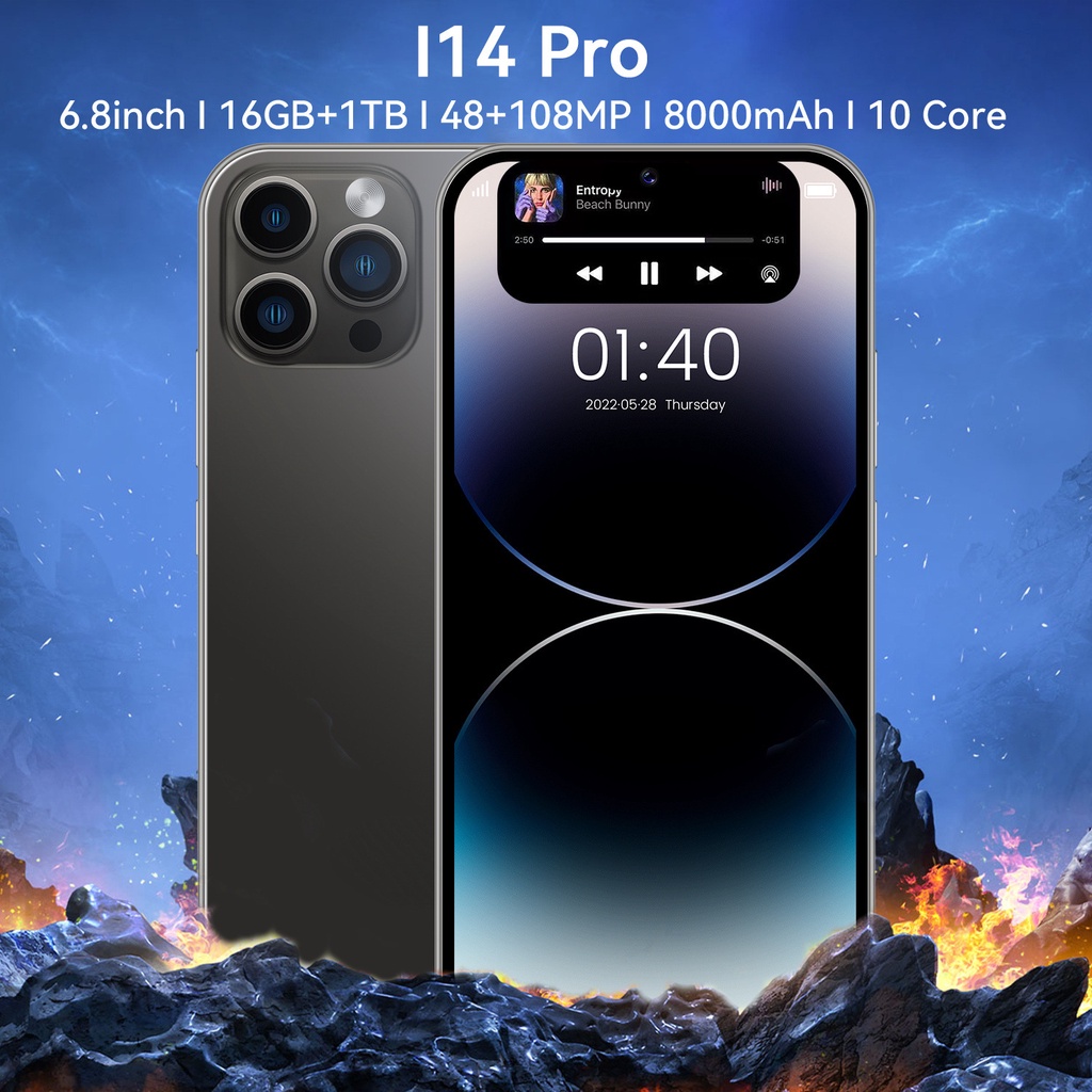 Global Version I14 Pro Max Smartphone 7.3Inch Telefone 8000mAh 1080MP  Camera 8GB+256GB Cell