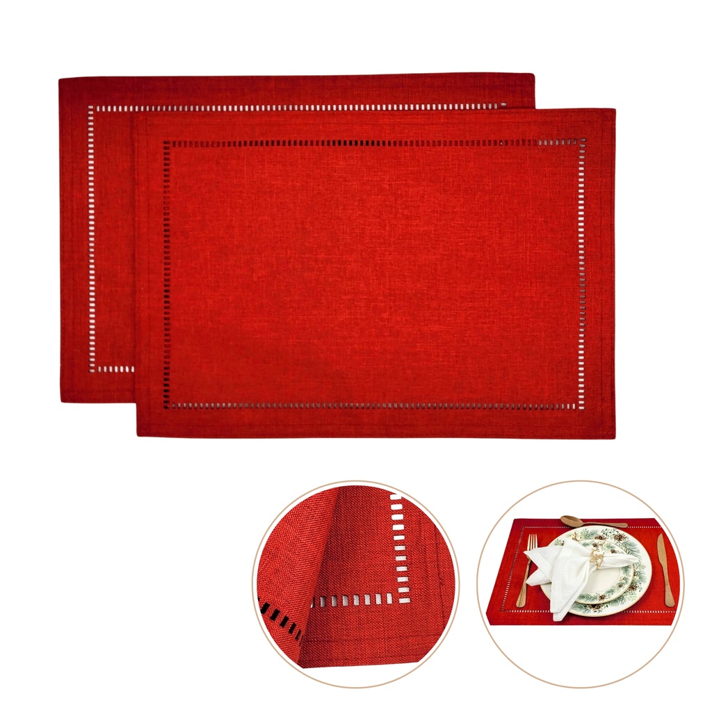 Jogo Americano De Natal Vermelho 33x48cm Kit 2pc