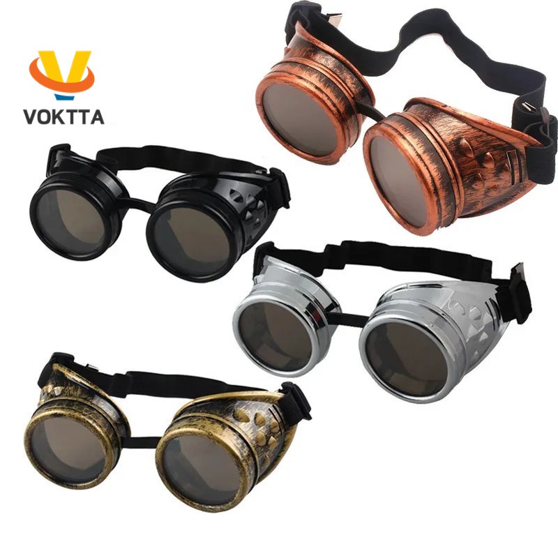 VOKTTA Moda Chegada Óculos De Sol Vintage Estilo Steampunk Solda Punk Glasses Cosplay Designer De Marca Cinco Cores Lentes