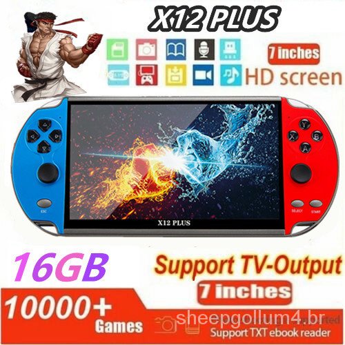 X7 plus 5 1 Polegada versão dupla console de jogos portátil tela de alta  definição portátil áudio e vídeo player 10000 + jogo