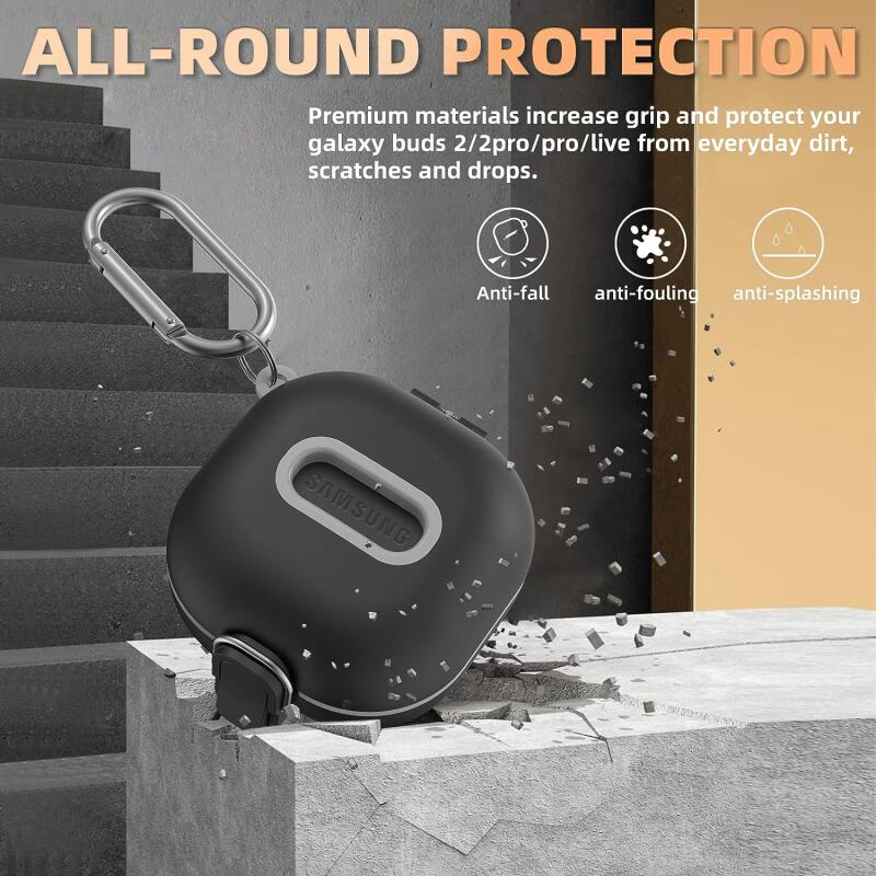 Capa Protetora Segura Para Samsung Galaxy Buds 2 Pro/Live Shock-Absorbing TPU Hard Shell Com Lanyard E Keychain