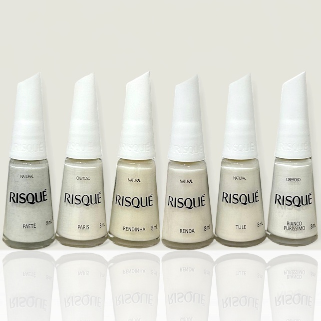 Kit 6 Esmaltes Risqué Mais Usados Francesinha Claros e Brancos | Shopee ...