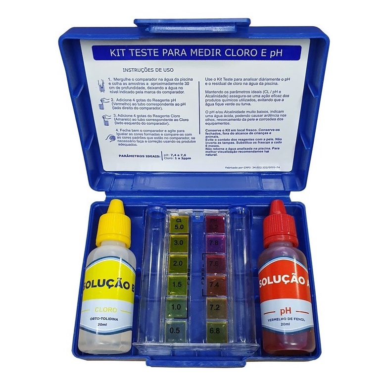 Kit Estojo Teste Medidor De Cloro E Ph Água De Piscina