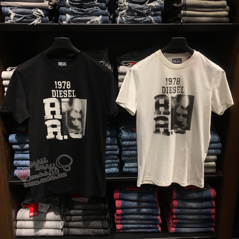 Diesel Diesel Diesel Diesel Men's Loose Casual Cor Sólida Impressa Camiseta Manga Curta 1113