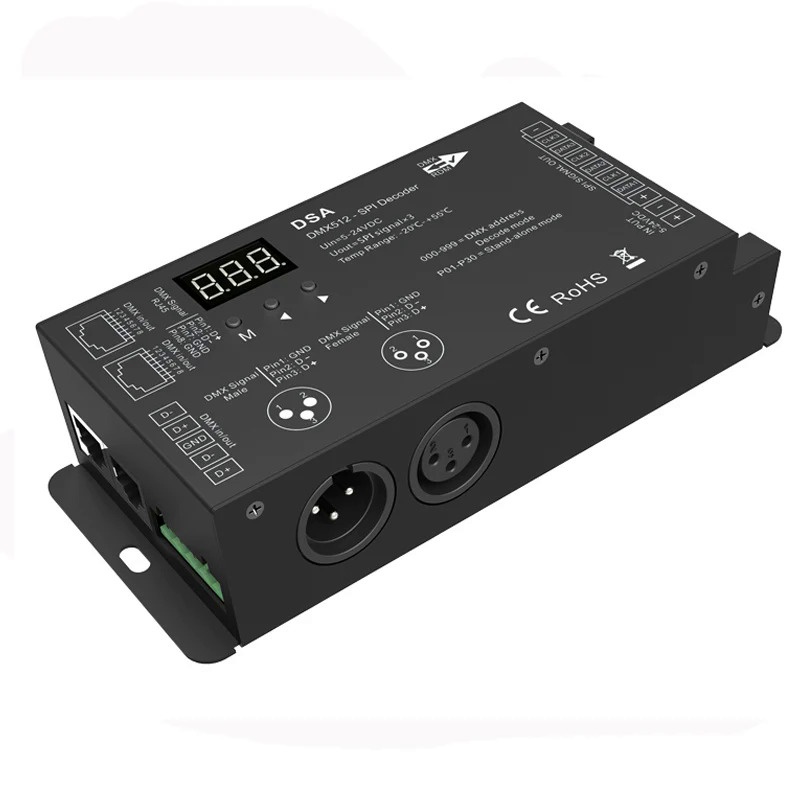 Novo Led DMX512 Para SPI Decodificador DMX Conversor 1024 Pontos TTL ...