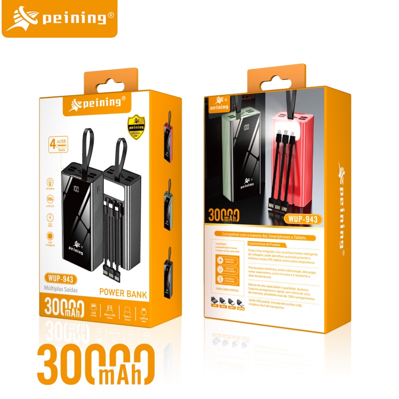 Peining Carregador Portátil Power Bank 30000mah Indução Moderno Magnético WUP-943