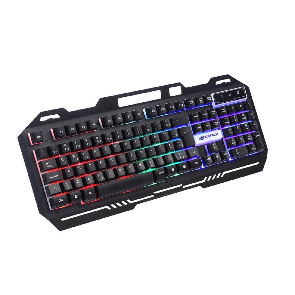 Teclado Gamer Com LED RGB Multicores Painel Metálico USB ABNT2 KG-40BK C3Tech