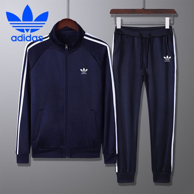 Terno Esportes dos homens Adidas Respirável Quick Dry Standing Collar Zipper Sweatshirt Calças Esportivas Correndo Basketball Track Suit