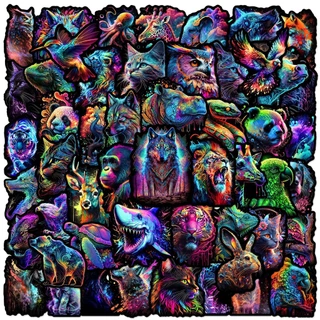50PCS Neon Animais Selvagens Coloridos Adesivos De Grafite À Prova D'água Para Bagagem De Telefone Decalques Notebook Crianças Gravação De Presentesyourlife