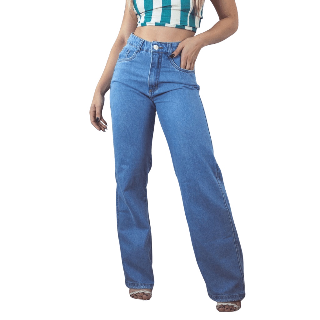 Calça Jeans Feminina Wide Leg pantalona Cintura Alta Oferta especial entrega em 24 horas