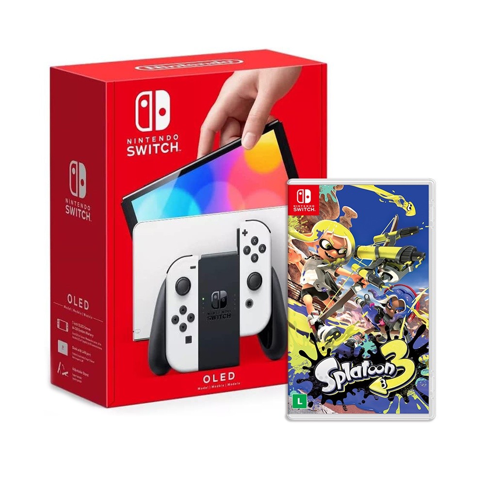 Console Nintendo Switch Oled Branco + Jogo Splatoon 3
