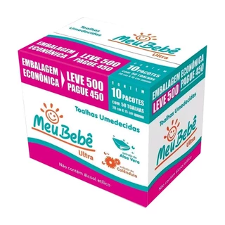 Kit Lenço/Toalha Umedecida Meu Bebê Ultra (leve mais pague menos) c/ 500 unidades