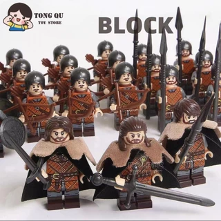 Mini Presente Modelo Medieval Warrior Minifigures Game of Thrones House of Stark Building Block Coleção de Brinquedos Ornamentos