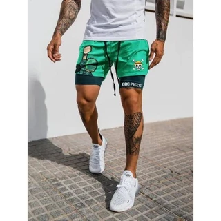 Shorts de Praia Dupla Camada Adulto One Piece 2023 - Estampa Rei dos Piratas