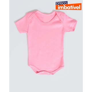 Body Bebê Manga Curta Básico Rosa
