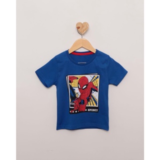 Camiseta Bebê Manga Curta Marvel Estampa Homem Aranha Azul