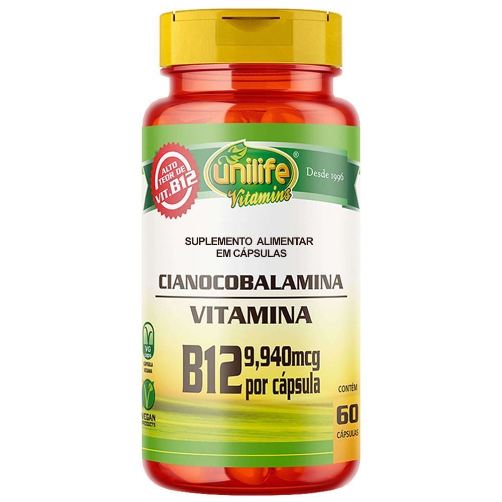 Vitamina B12 Cianocobalamina 60 Cápsulas Unilife | Shopee Brasil