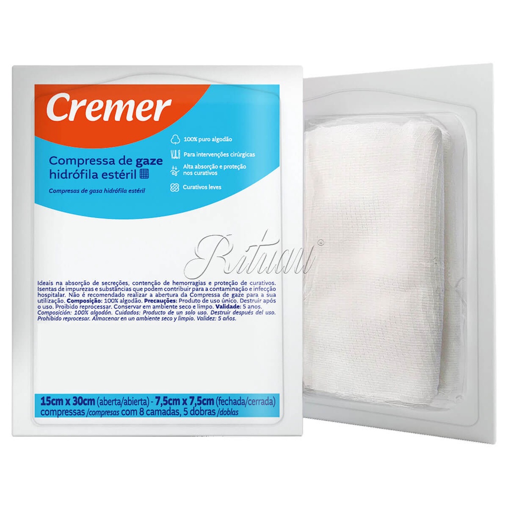 Compressa de Gaze Estéril Cremer 9 Fios - 120 Gazes Anvisa | Shopee Brasil