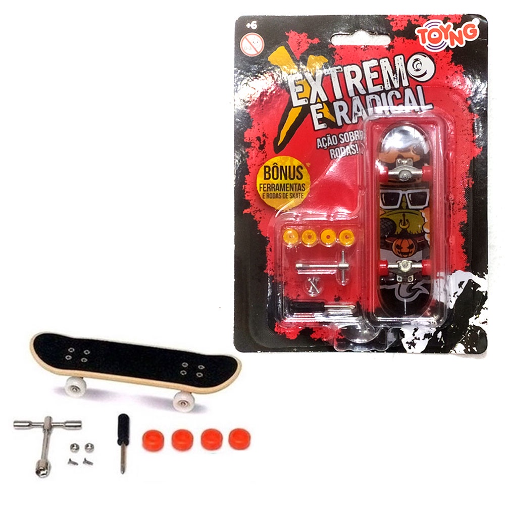 Kit Skate de Dedo - 9 cm - Extremo e Radical - 4 Skates - Sortido - Toyng