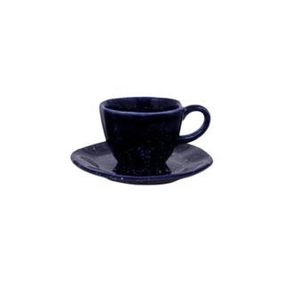 Xícara Café Com Pires Ryo Safira 75ml Azul Escuro Oxford Porcelanas Ideal para Cafezinho e Chá