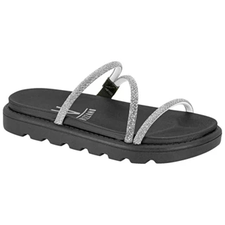 Sandalia Papete Vizzano Strass Feminina Brilho Flatform Tiras Original