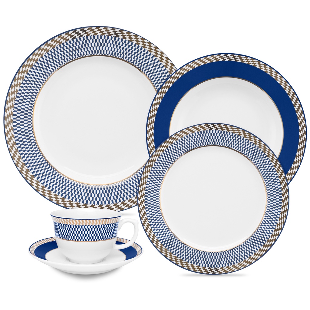 Aparelho de Jantar E Chá 30 Pçs Oxford Flamingo Op Art