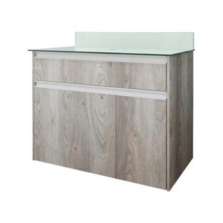 Toucador de embutir Palermo 75 x 45 Carvalho c/ tampo de vidro branco Bonatto