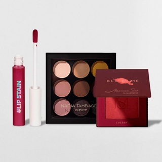 Kit Paleta de Sombras To Go Matte + Blush Vermelho + Batom Líquido Bordô (3 Produtos)