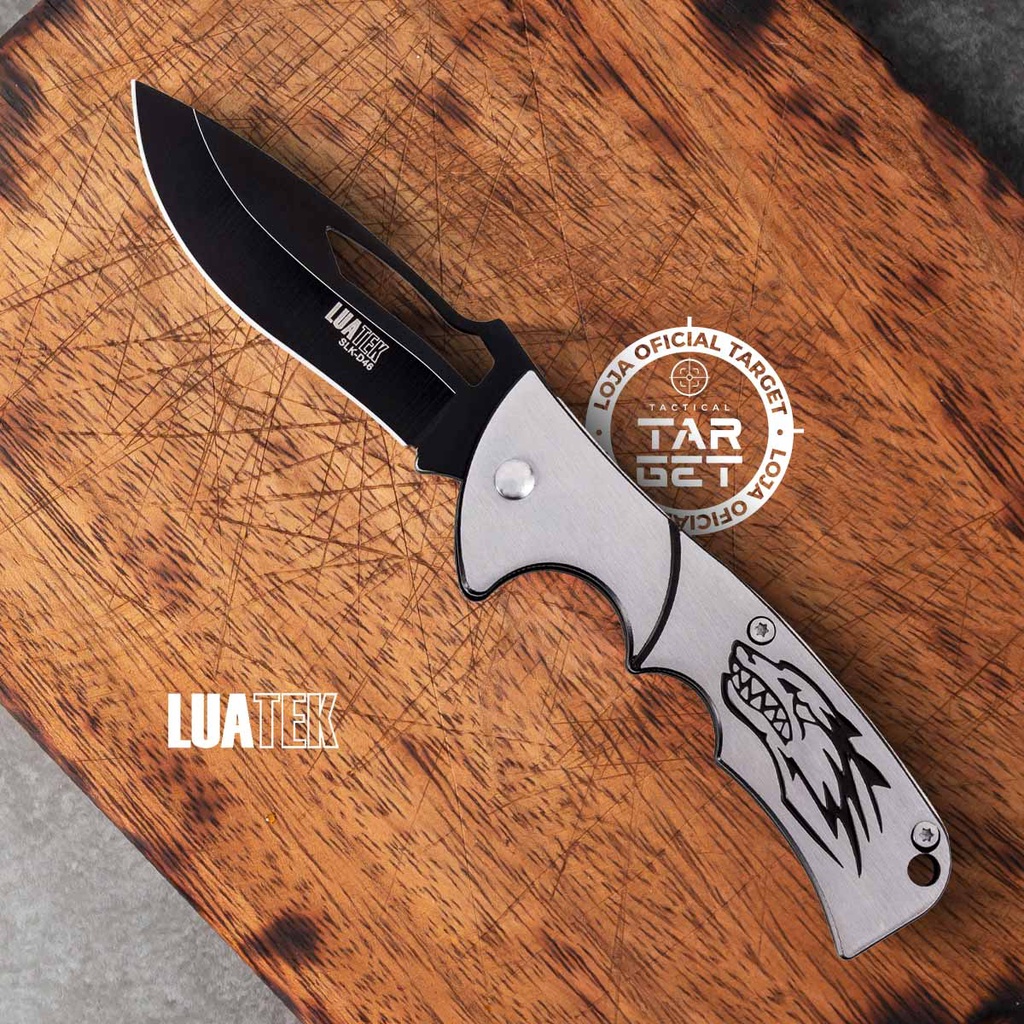 CANIVETE DE BOLSO RETRÁTIL AÇO INOX CAÇA PESCA CAMPING LUATEK SLK-D46