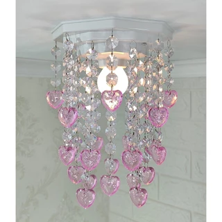 Luminária de Teto Decoração Quartinho Feminino Coração Rosa Lustre para Decorar Quarto Infantil de Menina Bebê