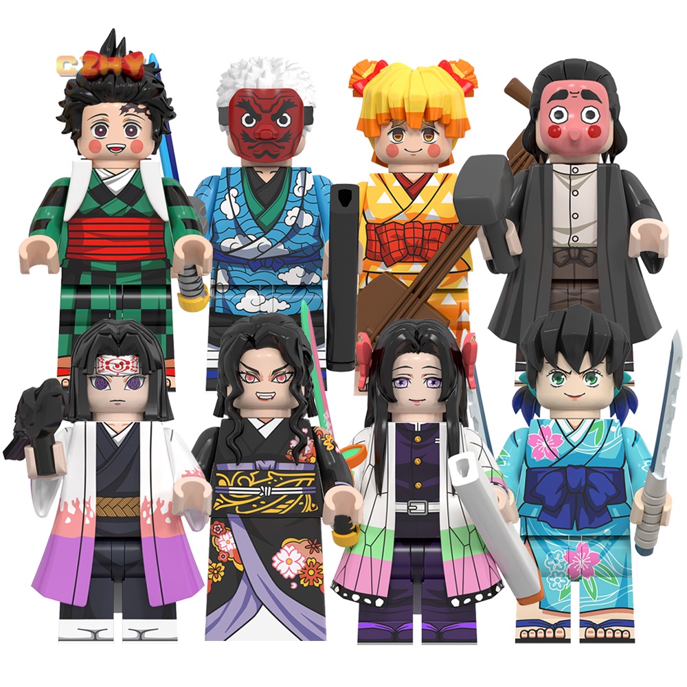 WM6162 Anime Demon Agatsuma Zenitsu Hashibira Inosuke Kamado mini Blocos De Construção Em Plástico Brinquedos Infantis Presente