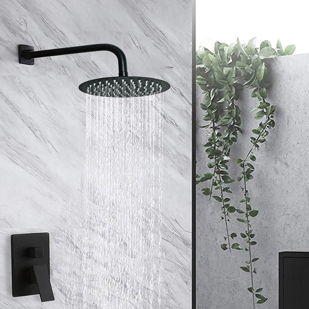 Chuveiro Redondo 20x20 Ducha Em Metal Inoxidável Black Fosco, Aquecedor Compatível a Gás ou Solar FC-72