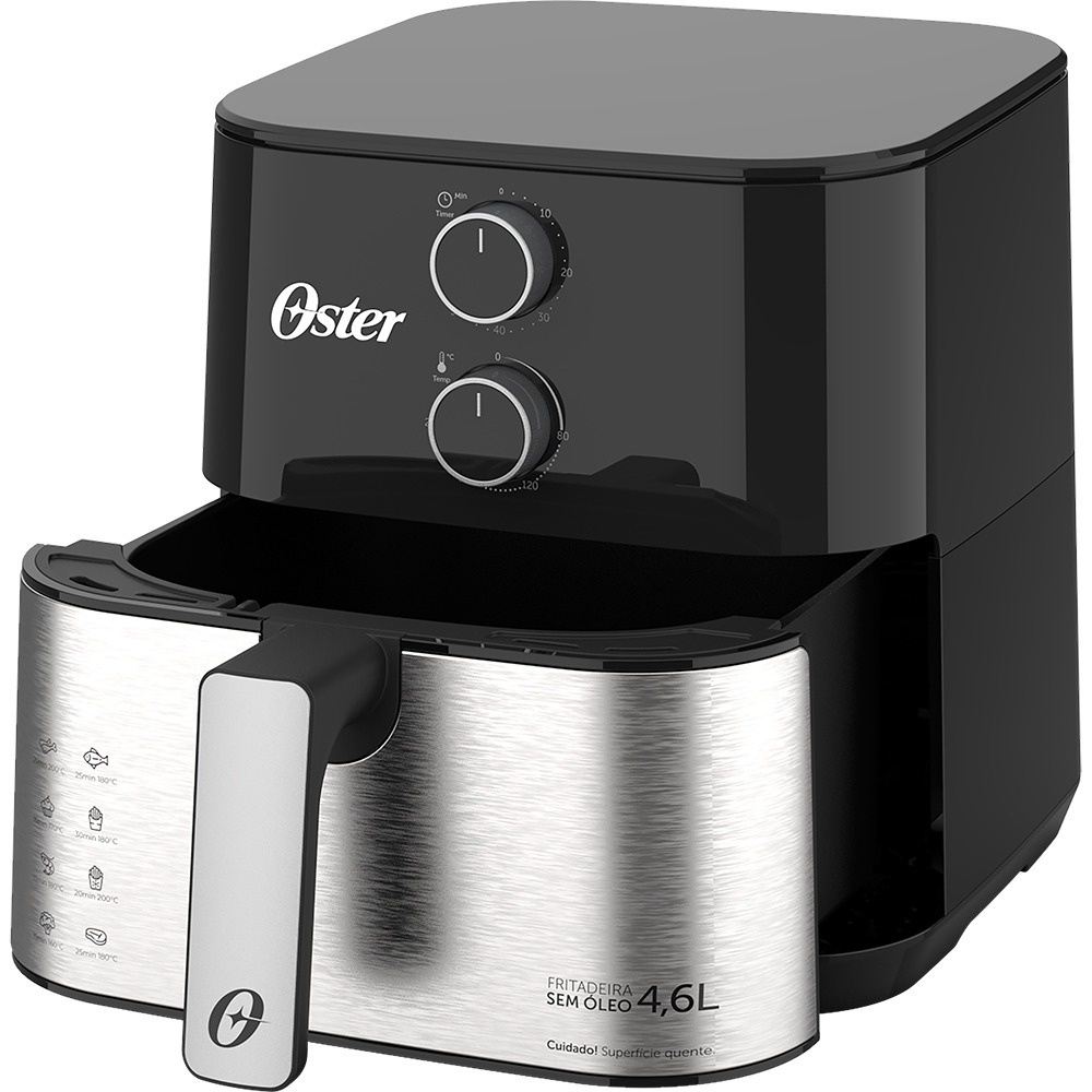 Fritadeira Elétrica Sem Óleo/Air Fryer Oster 2 Em 1 Black Inox 4