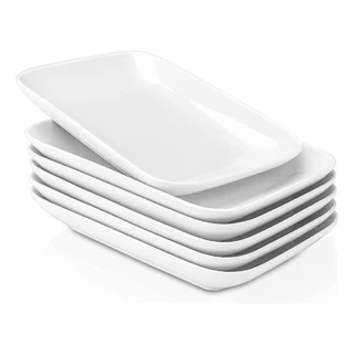 6 Travessas Bandeja Retangular Kit em Melamina 19x12cm