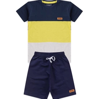 Conjunto Infantil Menino Tricolor Azul Marinho