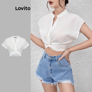 Lovito Blusa Elegante Com Corte Simples E Nó Para Mulheres L74ED105