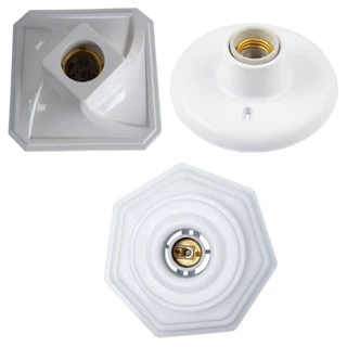 Plafon Plafonier Pvc Octogonal/Quadrado/Simples - Branco - Simples e Moderno Com Soquete e Trava