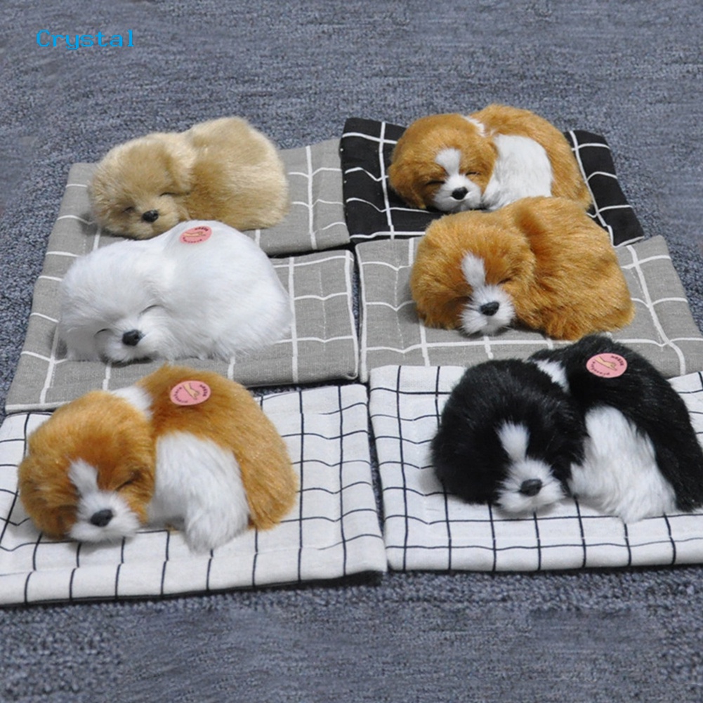 [CRY] Realistic Sleeping Dog Plush Doll Sound Mat Decoração De Caixinha De Carro