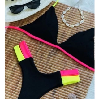 Biquíni Asa Delta Moda Gringa Neon Com Bojo Lançamento Tiras Em Neon Blogueirinha Top em Oferta na Shopee