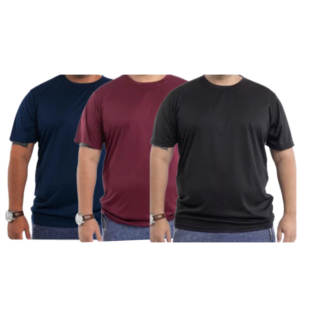 kit 3 Camiseta Plus Size Dry Fit Masculina - Treino Academia Esportes Exercícios Corrida