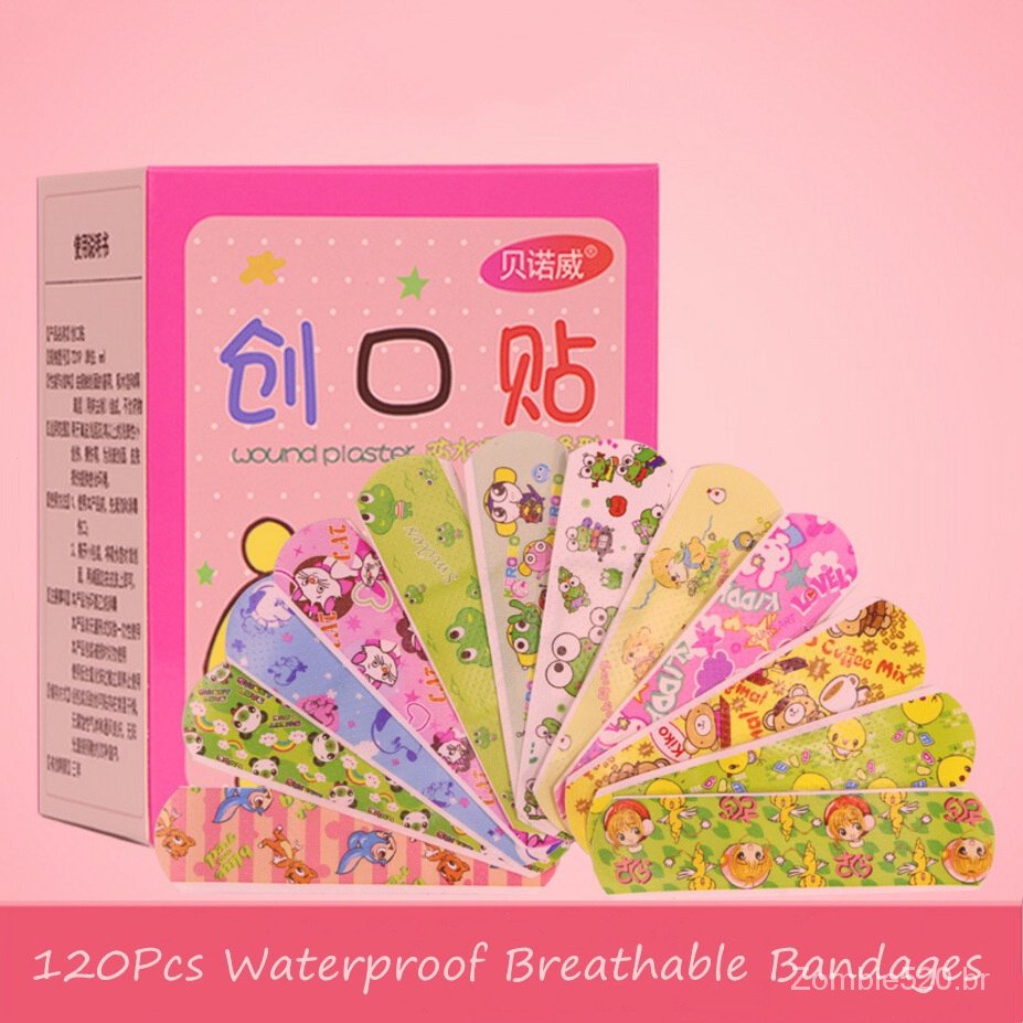 【Ready stock】120Pcs Waterproof Breathable Bandages Cute Cartoon Band Aid Hemostasis Adhesive Bandages A