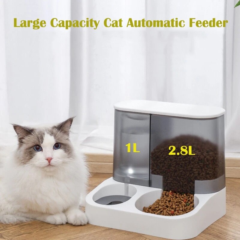 Dispensador Automático De Comida Para Gatos De Grande Capacidade Recipiente De Água Potável Animais Domésticos Cães De Separação Úmida E Seca