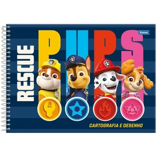 Caderno de Cartografia Espiral Foroni - Capa Dura Patrulha Canina 80 Folhas - Embalagem com 5 Unidades (Sortido) em Oferta na Shopee